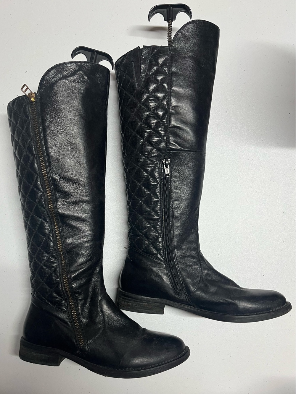 Steve Madden Black Quilted Knee-High Leather Boots